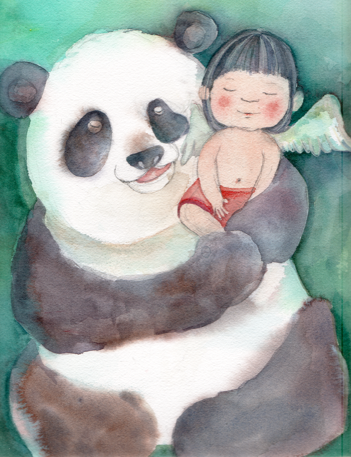 panda and kids