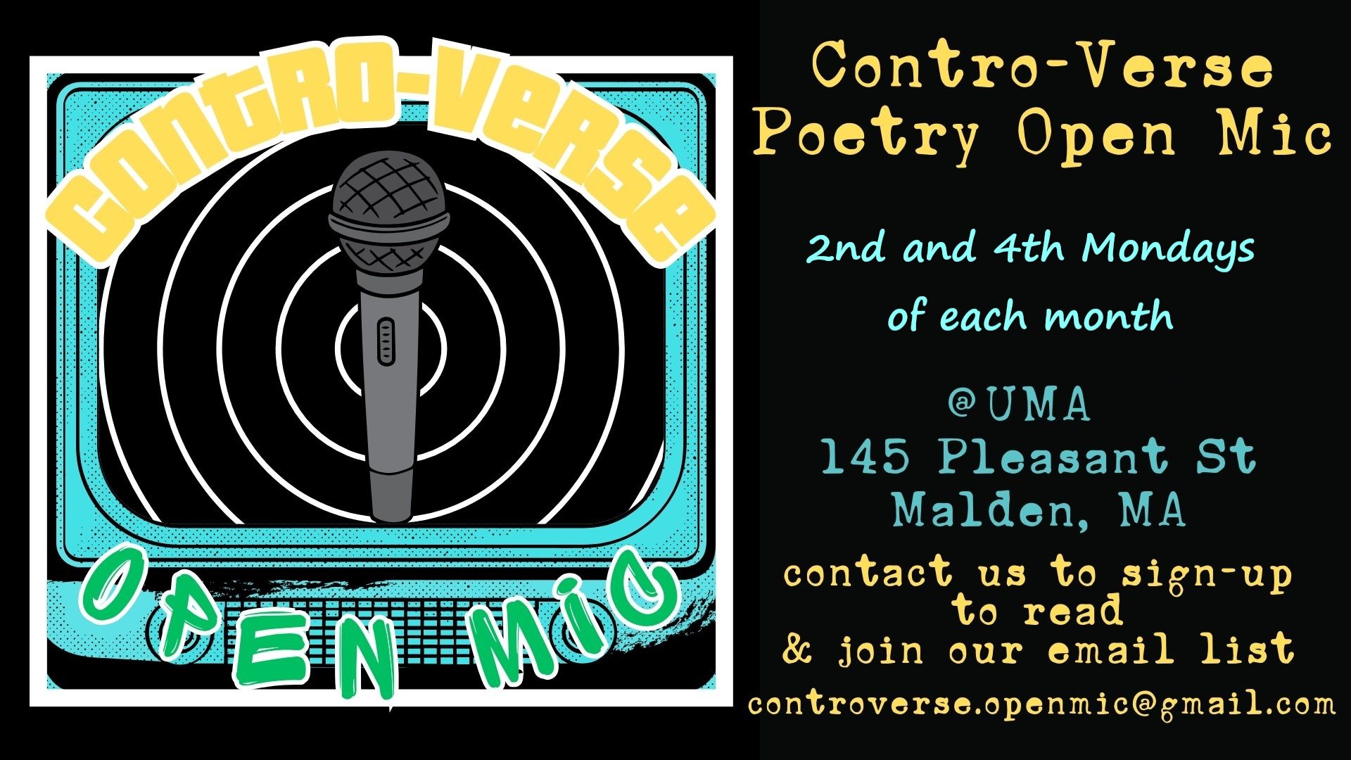 poetry happening 2nd and 4th Monday of each month, 7pm. doors open 6:30